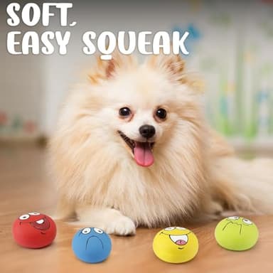 HDSX 4 Pack 2.8" Smiley Face Squeaky Dog Toys Soft Dog Balls Latex Rubber Squeak Dog Toys for Small Medium Puppy Pet Dogs (Emoji) - Image 3