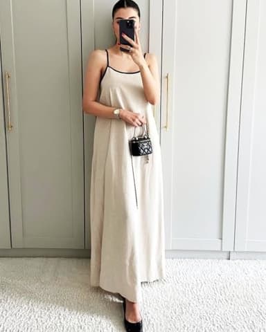 Shy Velvet Women's 2025 Summer/Fall Linen Maxi Dress Contrast Spaghetti Strap Dress Backless Casual Party Slip Dresses - Image 2