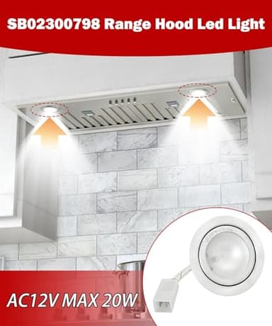 2 Pack SB02300798 Range Hood Led Light Compatible with Broan Nutone SB02300798 EE55000 PM500 PM500SS Series, AC12V MAX 20W not applicable to 12VDC or 3V other voltage - Image 4