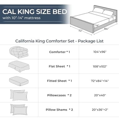 HEVUMYI Brown Cali-King Comforter Set - 7-Piece All Season Bed in a Bag Cali-King, Ultra Soft Bedding Set with Comforter, Flat Sheet, Fitted Sheet, Pillowcases, Pillow Shams - Image 8