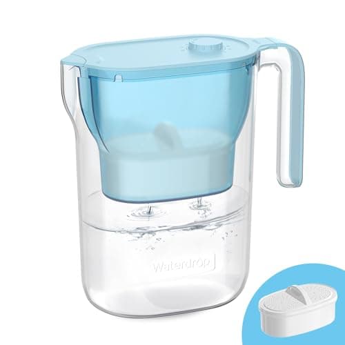 Waterdrop Water Filter Pitcher, 200-Gallon Long-Life, Countertop NSF Certified Water Purifier, Replaces 6,400 Plastic Water Bottles a Year, Reduces Chlorine, PFOA/PFOS, 7-Cup, Blue - Image 1