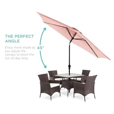 Best Choice Products 10ft Outdoor Steel Polyester Market Patio Umbrella w/Crank, Easy Push Button, Tilt, Table Compatible - Rose Quartz - Image 2
