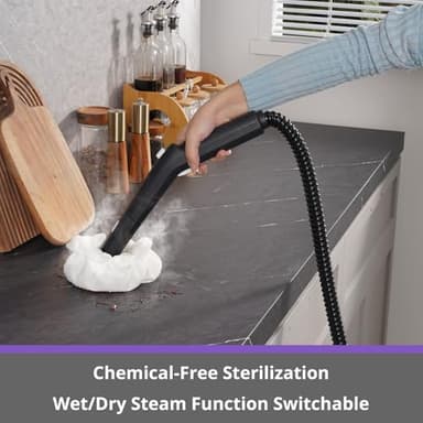 awasky Steam Cleaner: Fast 50-Sec Heat-Up-21-Piece Kit-Refill Anytime-No Cooling-Detachable Hose Multipurpose Steamer Mop for Home Use Car Upholstery Bed Tile Grout Floor Bathroom Cleaning Grey - Image 8