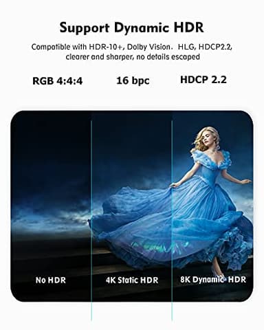 Silkland 8K HDMI ARC/eARC Cable 2.1 for Soundbar 6.6ft, 8K@60Hz 4K@120Hz High Speed HDMI Cord for Home Theater, 48Gbps, Dolby Atoms, DTS:X Compatible for Vizio Samsung Bose Sound bar, UHD TV, Blu-ray - Image 5