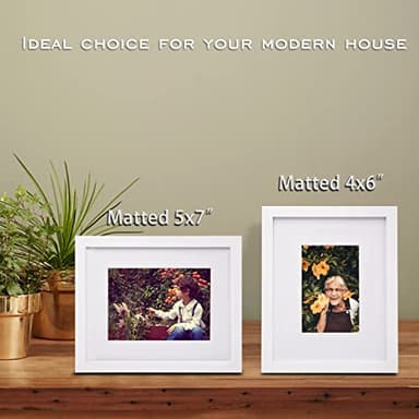 Egofine 8x10 Picture Frames Set of 4, Made of Solid Wood Covered by Plexiglass 4x6 and 5x7 with Mat or 8x10 without Mat, for Table Top Display and Wall Mounting Photo Frame White - Image 8