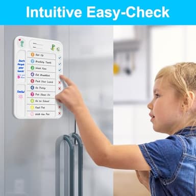 Magnetic Chore Chart for Kids, ADHD Task Tracker Easy-Check Routine Dry Erase Board, to-Do List Planning Tool with Stand for Fridge/Desk/Home/School, 6 Reusable Sheets, 3 Markers - Image 8