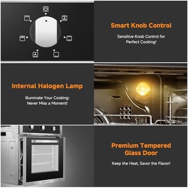 Wall Ovens 24 inch Electric, AMZCHEF 24 inch Wall Oven, 2200w Single Wall Oven with 6 Cooking Modes, 2.5 Cu.Ft. Electric Wall Oven, Convection Oven with Mechanical Knobs Control, Stainless Steel - Image 8