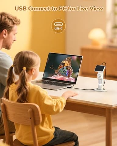 JL113 Microscope for Kids Adults with 2.8" IPS Screen, Handheld Digital Microscope Camera Anti-Shake, 1080P USB Coin Magnifier for Adults with 8 LED Light, Science Kit Kids, PC View, 32GB - Image 6
