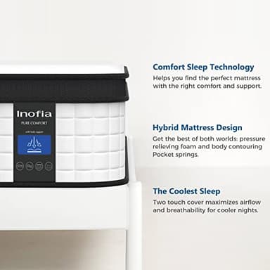 Inofia Twin XL Mattress, 12 Inch Hybrid Innerspring Single Mattress Cool Bed, Breathable Soft Knitted Fabric Cover, Twin XL Size - Image 3