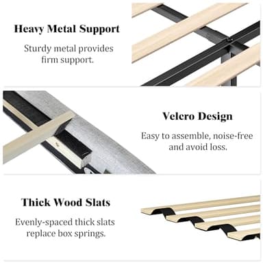 HAOARA Full Size Platform Bed Frame with Upholstered Button Tufted Headboard, Mattress Foundation with Wooden Slat Support, Noise Free, No Box Spring Needed, Easy Assembly, Light Grey - Image 6