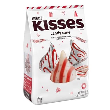 HERSHEY'S KISSES Candy Cane Flavored, Christmas Candy Bulk Bag, 31.67 oz - Image 3