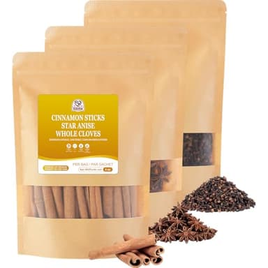 52USA Cinnamon Sticks, Star Anise, Whole Cloves - 4oz Each, All Natural Spice Set, No Preservatives, Perfect Kitchen Refill, Spice Gift Set - Image 1