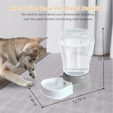 STALTWO 1.58 Gallon Automatic Dog Water Bowl Dispenser, Large Capacity Water Feeder for Cats and Dogs, BPA-Free, 1.58 Gallon Grey - Image 3