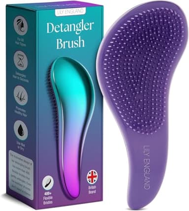 Lily England Detangler Hair Brush for Curly, Thick, Straight & Natural Hair - Gentle Detangling Brush for Women, Kids & Toddlers with Flexible Bristles - Smooth Hairbrush for Wet & Dry Hair, Ombre - Image 1