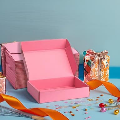 DUZCLI Small Shipping Boxes 13x10x2 Inches – Pink Corrugated Cardboard Boxes (20-Pack) for Mailing, Packing, Small Business & Gift Packaging - Recyclable & Sturdy - Image 2