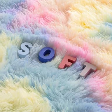 ULTSOFE Rainbow Fluffy Rug for Girls Bedroom Soft Carpet, 4x6 Unicorn Rainbow Rug Cute Shag Area Rugs for Dorm Classroom Living Room Baby Toddler Kids Girls Room Nursery, Colorful Kawaii Home Decor - Image 4
