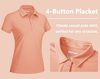 TACVASEN Athletic Polo Shirt for Women Sun Protection Shirts Short Sleeve Quick Dry Golf Shirts Hiking Fishing Shirts Women T Shirt Apricot - Image 5