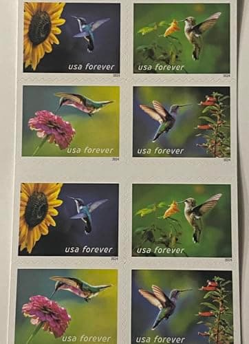 20pcs Flowers Postage Stamps for Mailing Forever Sheets (Hummingbird Flowers) - Image 1