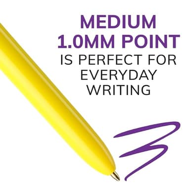 BIC 4-Color Retractable Ballpoint Pen, Long-Lasting Ink and Comfortable Wide Barrel, 3-Count Pack in Assorted Ink - Image 4