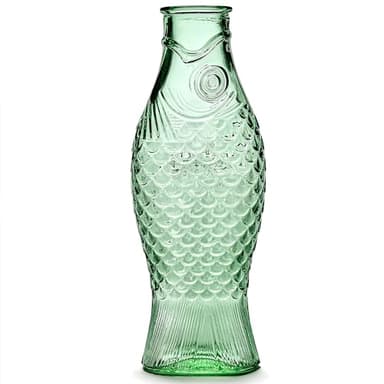 Serax Glass Water Pitcher | Fish & Fish glassware by Paola Navone | Wine Carafe Decanter 28.74 fl oz | Clear Green Bottle Container for hot & cold Drinks | Fridge Beverage Dispenser, Suitable as Vase - Image 1