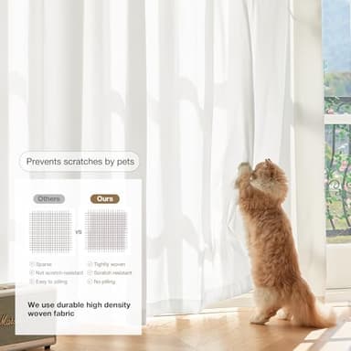 Anmao Non-See-Through Off White Privacy Semi Sheer Curtains for Living Room 84 Inch Length 2 Panels Set, Light Filtering That Let Light in Rod Pocket Window Drapes for Bedroom, 52W x 84L, Ivory White - Image 5