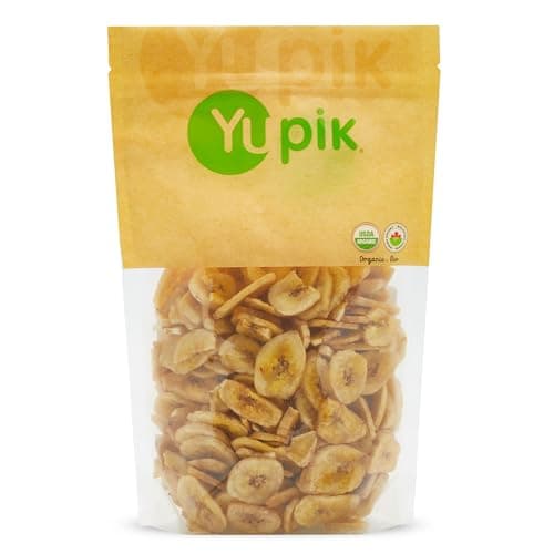 Yupik Organic Sweetened Dried Banana Chips, 14.1 Oz, Gluten-Free, Kosher, Non-GMO, Vegan, Sliced Dried Fruits, Lightly Sweetened, Crunchy Snacks, Ideal for Baking & Topping - Image 1