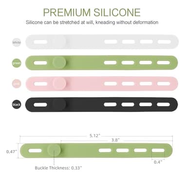 Donruby 24Pcs Silicone Cable Ties - Reusable & Washable with Locking Buckle Design, Adjustable Fastening Cable Straps, Multi-Purpose High Elasticity Cord Organizer (4 Colors) - Image 2