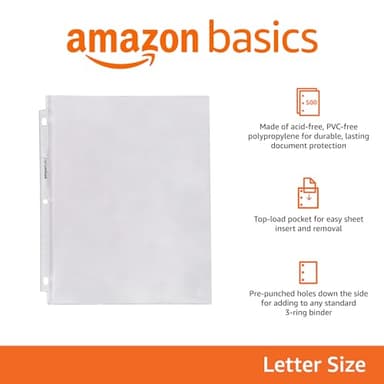 Amazon Basics Sheet Protectors for 3 Ring Binder, Heavyweight, Polypropylene, 8.5 x 11 Inch, 500-Pack, Clear - Image 4
