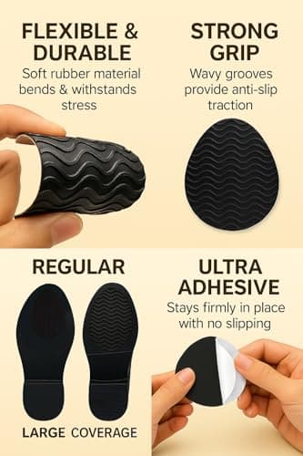 Non-Skid Shoe Pads – 3" × 4.3" Anti-Slip Sole Protectors for Dress Shoes & Leather Soles – Self-Adhesive Grip Pads (Black, 3 Pairs) - Image 4