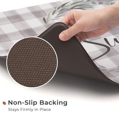 FRESHMINT Kitchen Mats Sets 2 Piece Cushioned Anti-Fatigue Comfort Mat for Home & Office Ergonomically Engineered Memory Foam Kitchen Rug Waterproof Non-Skid, 30" by 17" + 47" by 17", Check Sweet Home - Image 5