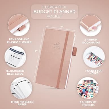 Clever Fox Budget Planner Pocket – Mini Expense Tracker Notebook. Monthly Budgeting Organizer, Finance Logbook & Accounts Book, Small (Rose Gold) - Image 2