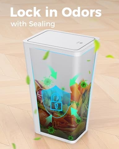 Gaxuzewc 4 Gallons Bathroom Trash Can with Lid, 3 Pack 15 Liters Slim Garbage Can with Pop Up Lid, Small Waste Basket Trash Bin for Bathroom Bedroom Kitchen Laundry Office and Under Desk Sink (White) - Image 7