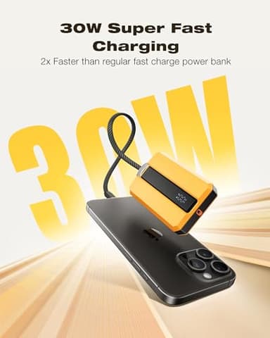VEEKTOMX PD 30W Super Fast Charging Portable Charger 10000mAh, Small Power Bank with Detachable USB C Dual Ports Built-in Cord, Compact Travel Battery Pack Compatible with iPhone/Samsung/MacBook/iPad - Image 3