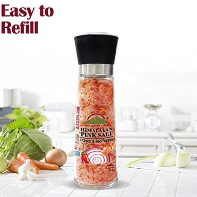 Himalayan Chef Pink Salt with Roasted Onion & Red Crushed Pepper, Tall Glass Grinder, 10.58 Oz - Image 7