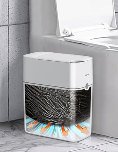 funest Sensor Bathroom Trash Can with Lid,3 Gallon Touchless Trash Bin,Plastic Slim Garbage Can Small Wastebasket for Toilet,Bedroom,Office,White - Image 8