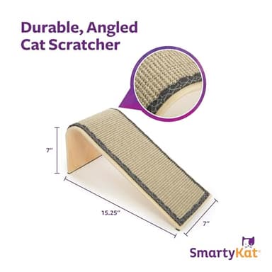 SmartyKat Sisal Angle Ramp Cat Scratcher for Indoor Cats & Kittens, Durable Sisal & Wood Scratching Pad, Includes Catnip, Gray/Taupe - Image 3