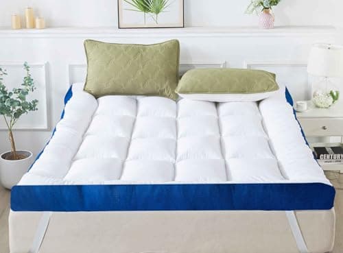 WhatsBedding 5 Inch Memory Foam Queen Mattress Topper 100% Cotton Top, Filled with Breathable & Soft Memory Foam Pillow Top,4 Elastic Straps, 80x60x5 Inch, Queen - Image 1