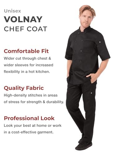 Chef Works Unisex Chambery Chef Coat, Black, X-Large - Image 4