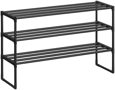 SONGMICS Shoe Rack, 3-Tier Shoe Organizer, Metal Storage Shelf, Upright or Upside Down, for 16-20 Pairs, Stackable, for Entryway, 11.8 x 36.2 x 21.7 Inches, Black ULSA303B02 - Image 3