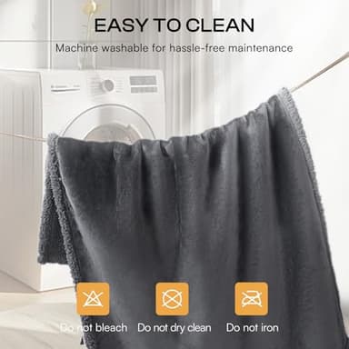 Waterproof Pet Blanket, Liquid Pee Proof Dog Blanket for Sofa Bed Couch, Reversible Sherpa Fleece Furniture Protector Cover for Small Medium Large Dogs Cats, Dark Gray X-Large（85" x 57"） - Image 8