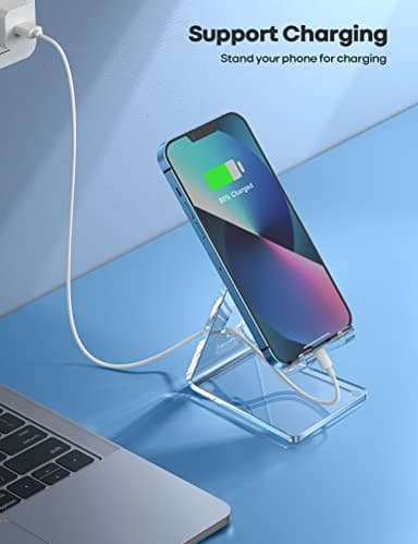 Lamicall Cell Phone Stand, Desk Accessories - Clear Office Cell Phone Holder, Acrylic Phone Stand, Desktop, Acrylic Office Desk Accessories, Office Decor, Suitable for iPhone, 4-8'' Phone - Image 3