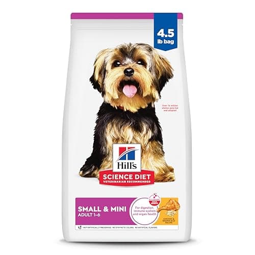 Hill's Science Diet Small & Mini, Adult 1-6, Small & Mini Breeds Premium Nutrition, Dry Dog Food, Chicken & Brown Rice, 4.5 lb Bag - Image 1
