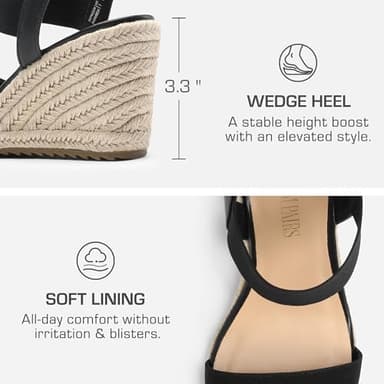 DREAM PAIRS Womens Open Toe Espadrilles Dressy Platform Sandals Slip on Elastic Ankle Strap Wedges Sandals SDPW222W Black Size 8.5 - Image 3