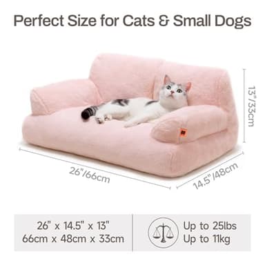 MEWOOFUN Cat Bed for Indoor Cats, Washable Dog Beds for Small Dogs & Cats with Removable Cover, Fluffy Cat Couch with Non-Slip Bottom (Pink, 26.0" L X 19.0" W X 13.0" Th) - Image 7