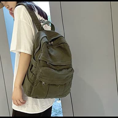 Laptop Backpack for Women Travel Canvas Backpack for Women Vintage Green Aesthetic Backpack for School - Image 4