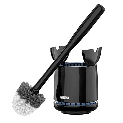 MR.SIGA Toilet Bowl Brush and Holder, Premium Quality, with Solid Handle and Durable Bristles for Bathroom Cleaning, Black, 1 Pack - Image 1