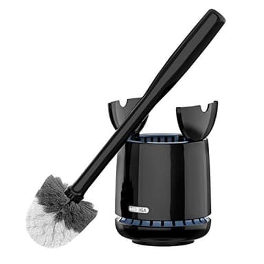 MR.SIGA Toilet Bowl Brush and Holder, Premium Quality, with Solid Handle and Durable Bristles for Bathroom Cleaning, Black, 1 Pack - Image 1