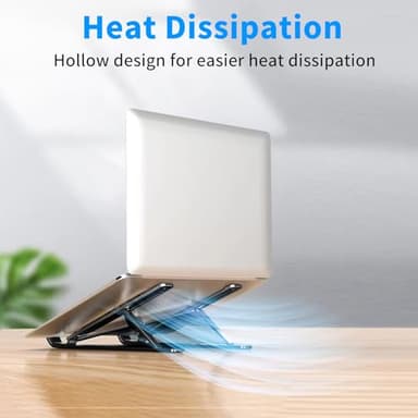 Laptop Stand for Desk, Ergonomic Design Adjustable Aluminum Foldable Portable Computer Stand, Compatible with MacBook Air Pro, HP, Lenovo, Dell, More 10-15.6”Inch and Tablets (Black) - Image 5