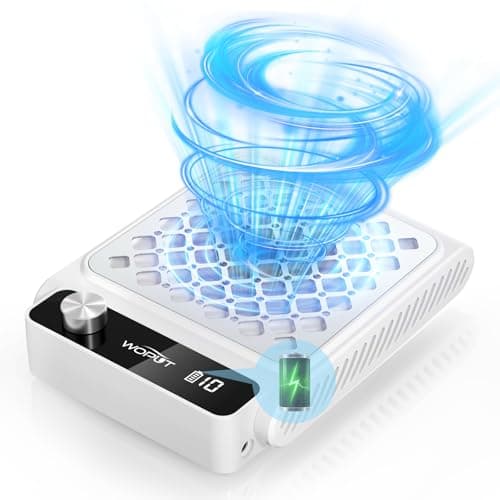 Rechargeable Nail Dust Collector, 980PA Portable Cordless Nail Vacuum Dust Collector Fan with Filter Papers (30 Pcs) for Acrylic Nail Polishing & Manicure Pedicure at Nail Salon & Home - White - Image 1