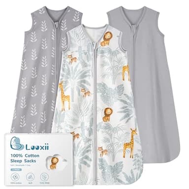 Looxii Baby Sleep Sack 0.5 TOG, 100% Cotton 3 Pack Wearable Blanket Baby Sleep Bag for Newborn Infant, 2-Way Zipper Lightweight Toddler Sleeping Sack 18-24 Months - Image 1
